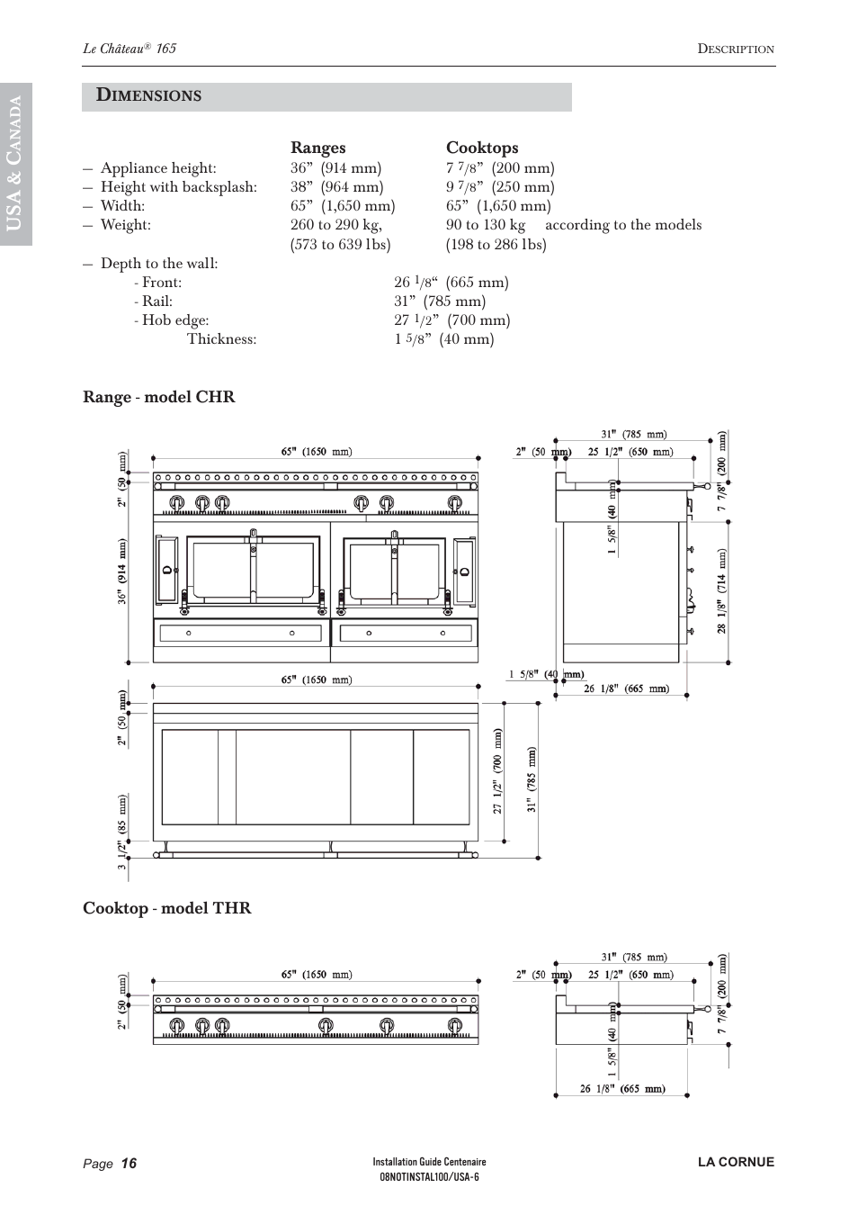 Us a & c | La Cornue Château 75 User Manual | Page 18 / 58