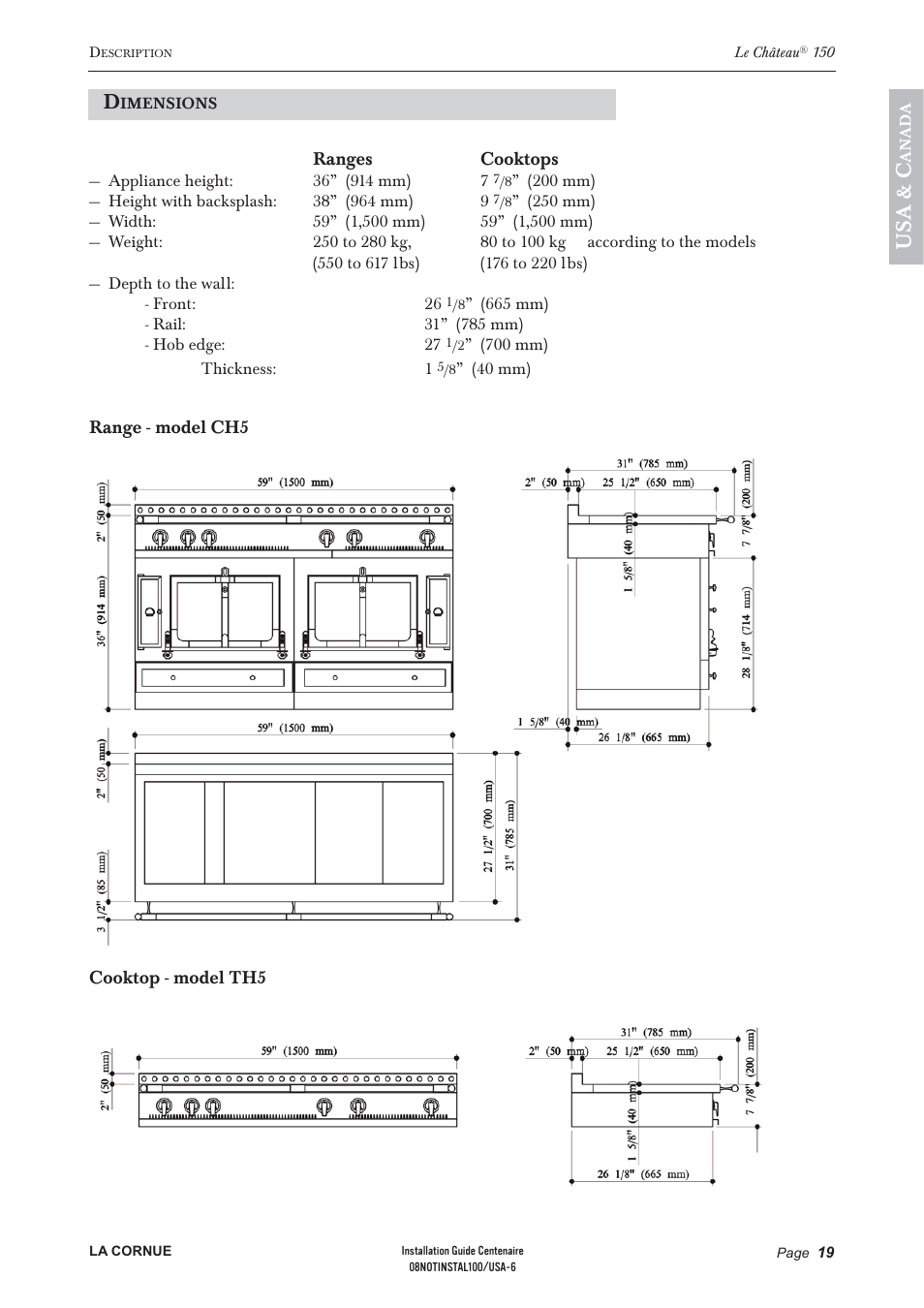 Us a & c | La Cornue Château 75 User Manual | Page 21 / 58