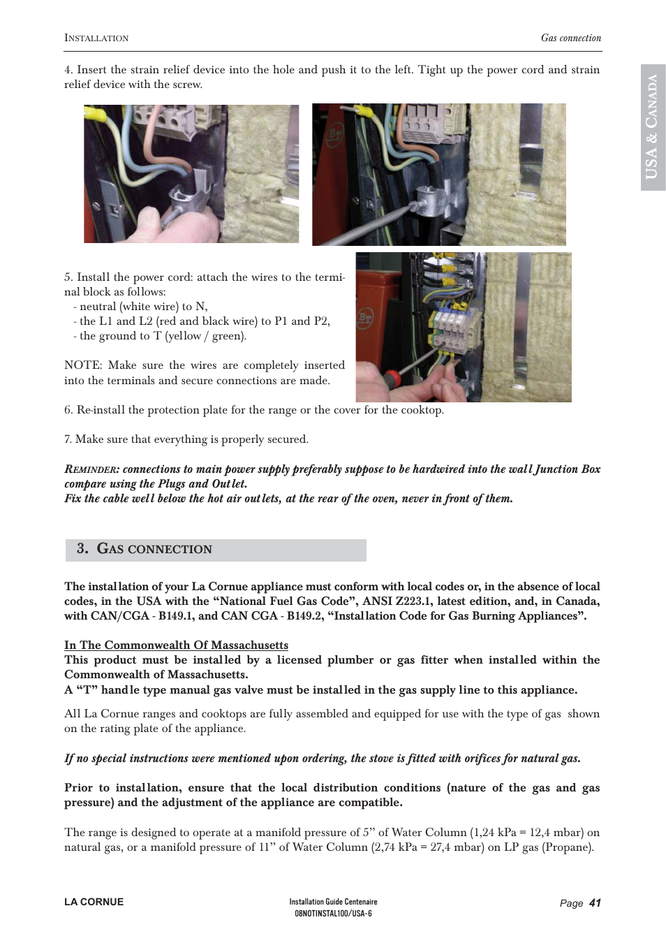 Us a & c | La Cornue Château 75 User Manual | Page 43 / 58