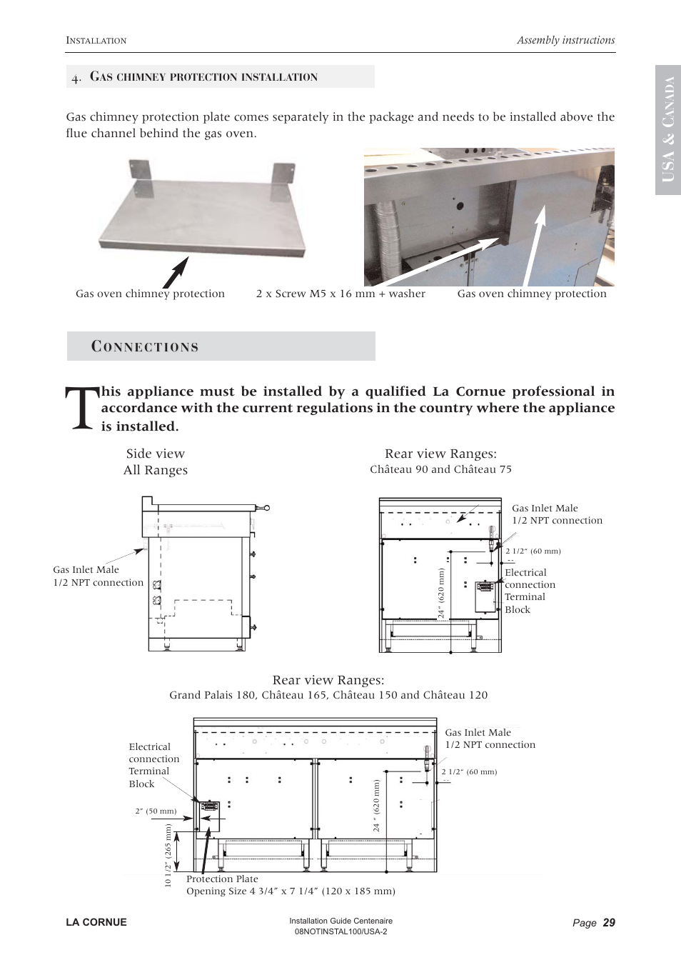 Usa & c | La Cornue Château Series - Gas & Electrical Requirements User Manual | Page 2 / 5