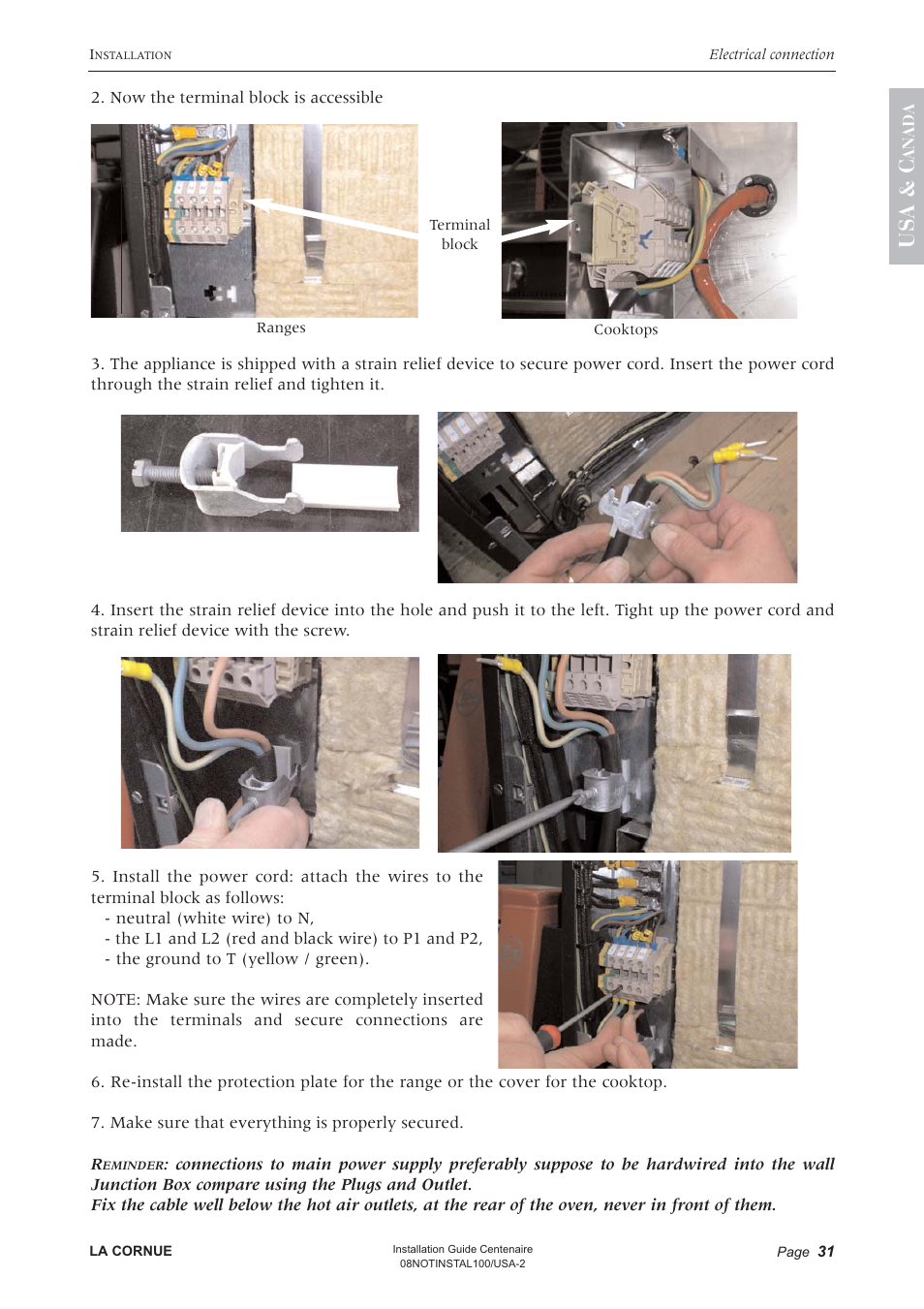 Usa & c | La Cornue Château Series - Gas & Electrical Requirements User Manual | Page 4 / 5
