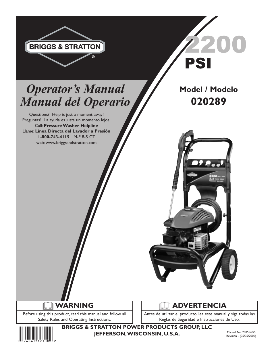 Briggs & Stratton 20289 User Manual | 36 pages