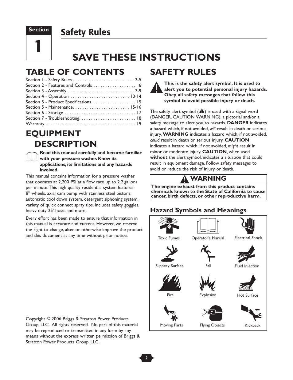 Briggs & Stratton 20289 User Manual | Page 2 / 36