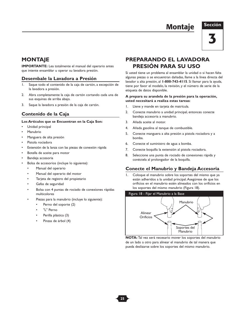 Montaje, Preparando el lavadora presión para su uso | Briggs & Stratton 20289 User Manual | Page 25 / 36