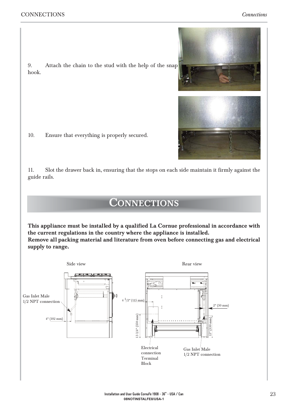 La Cornue CornuFé 1908 - Gas & Electrical Requirements User Manual | 5 pages