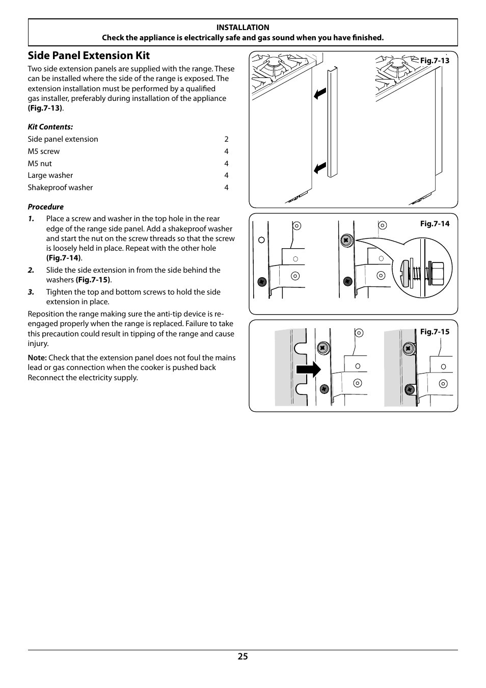 Side panel extension kit | La Cornue CornuFé 44 User Manual | Page 27 / 48