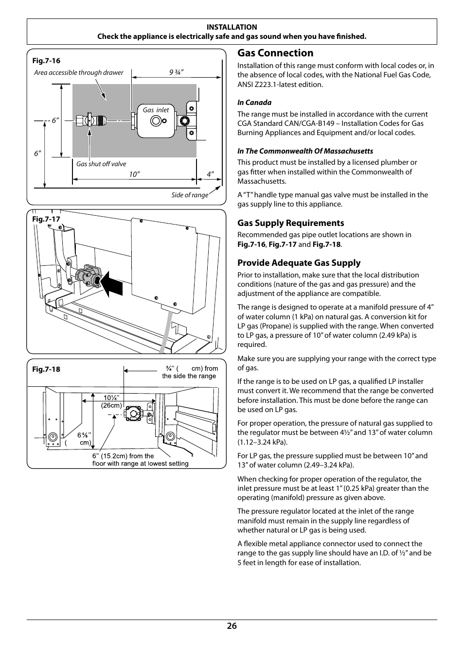 Gas connection | La Cornue CornuFé 44 User Manual | Page 28 / 48