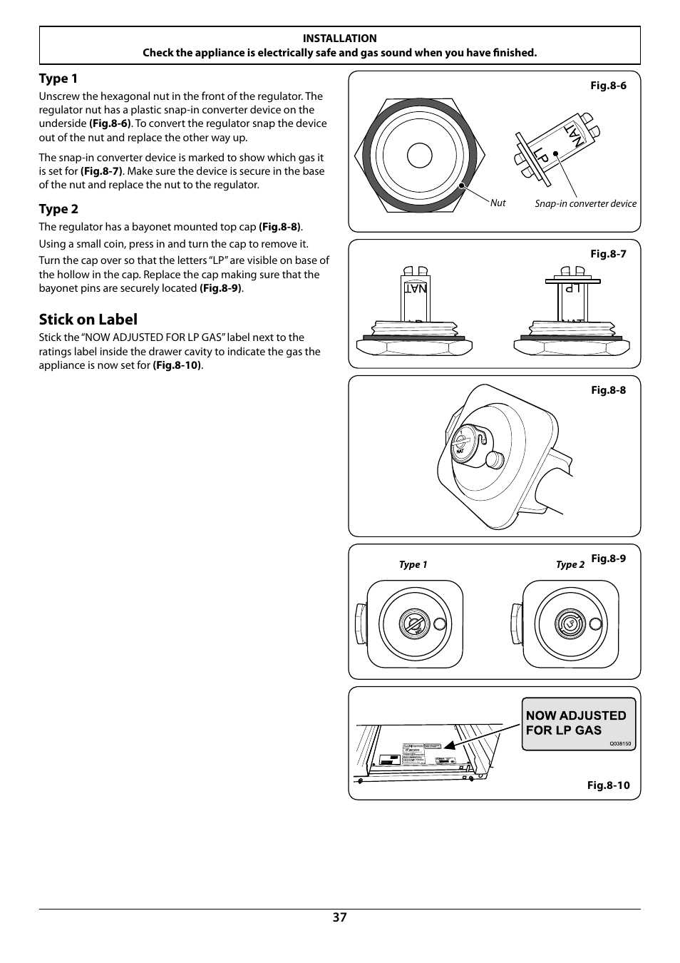 Stick on label | La Cornue CornuFé 44 User Manual | Page 39 / 48