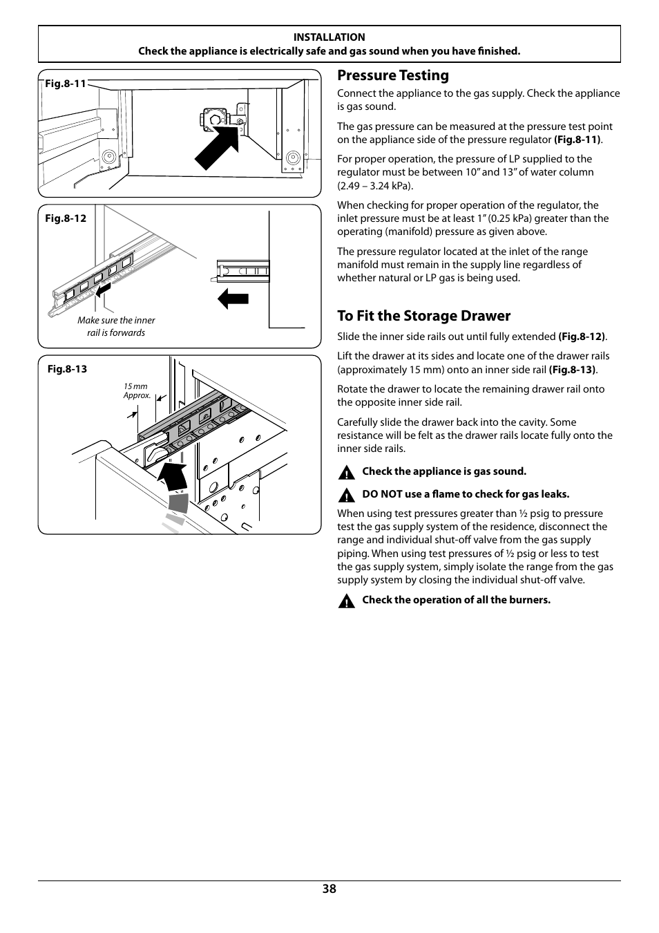 Pressure testing | La Cornue CornuFé 44 User Manual | Page 40 / 48