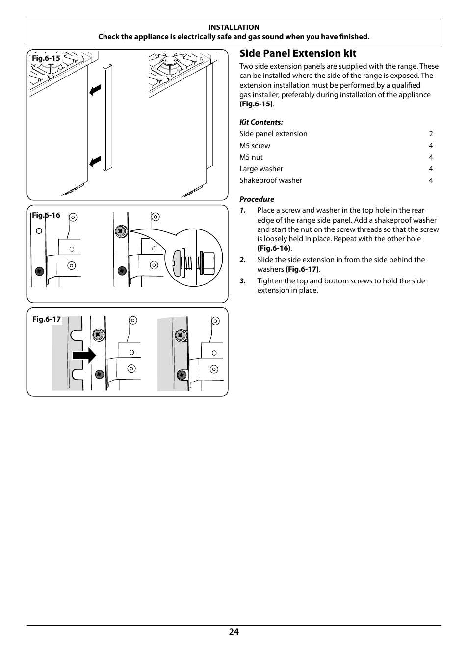 Side panel extension kit | La Cornue AlberTine 36 User Manual | Page 26 / 44