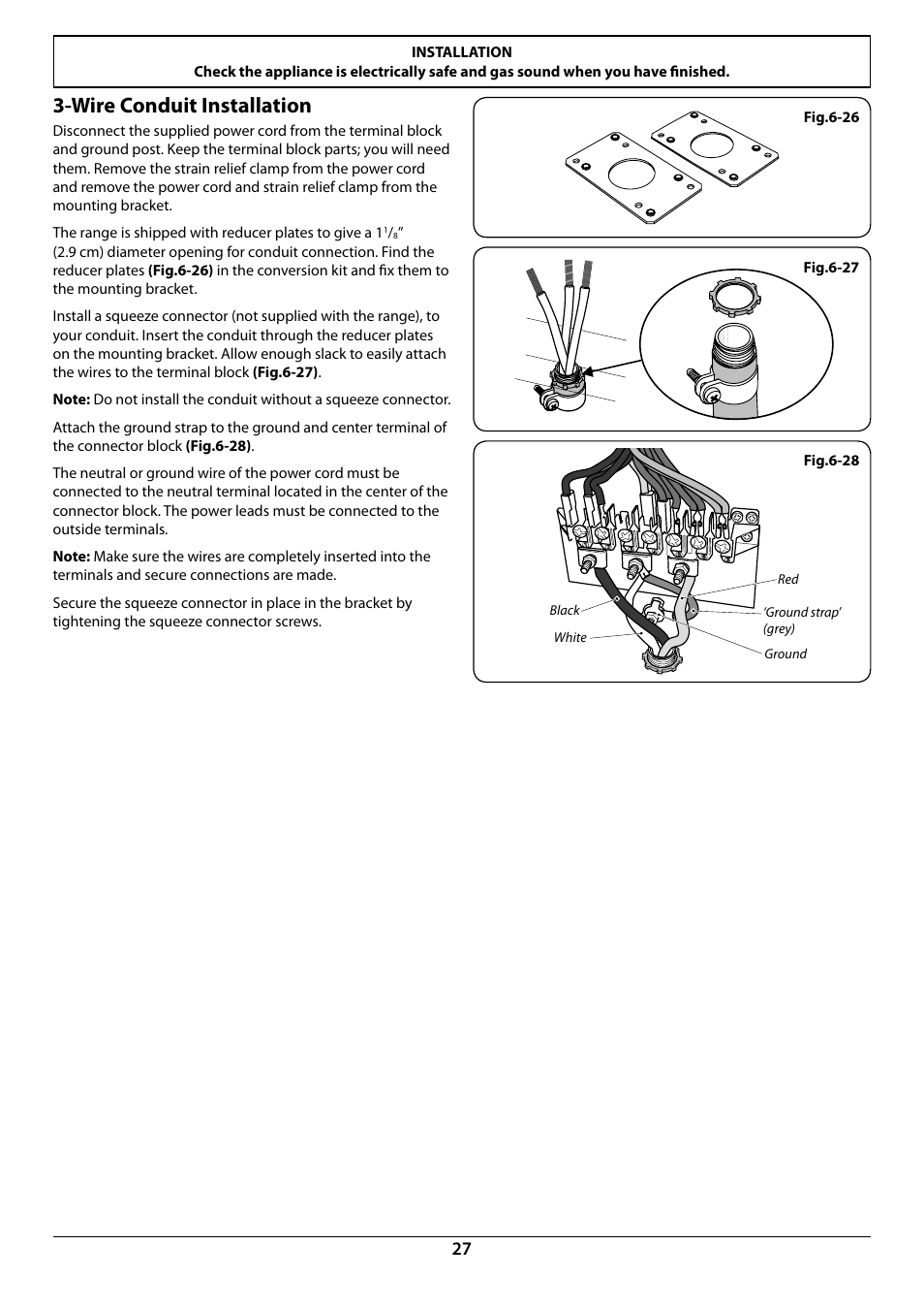 Wire conduit installation | La Cornue AlberTine 36 User Manual | Page 29 / 44