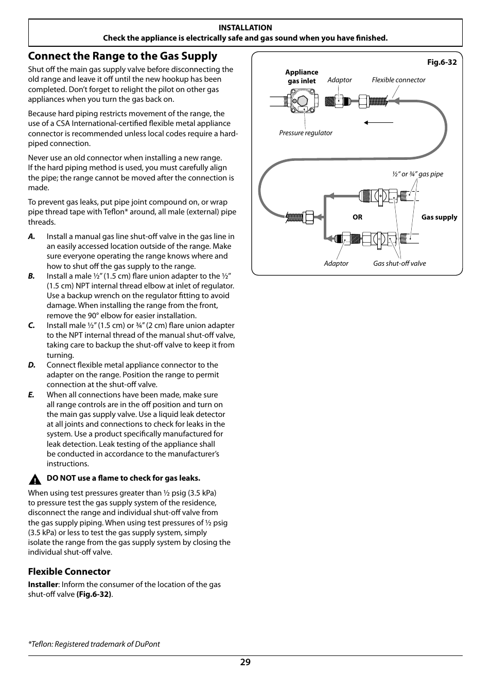 Connect the range to the gas supply | La Cornue AlberTine 36 User Manual | Page 31 / 44