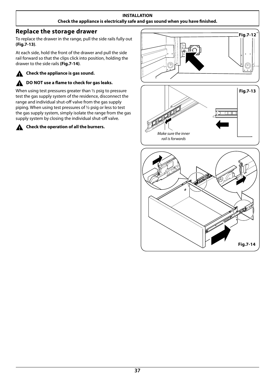 Replace the storage drawer | La Cornue AlberTine 36 User Manual | Page 39 / 44