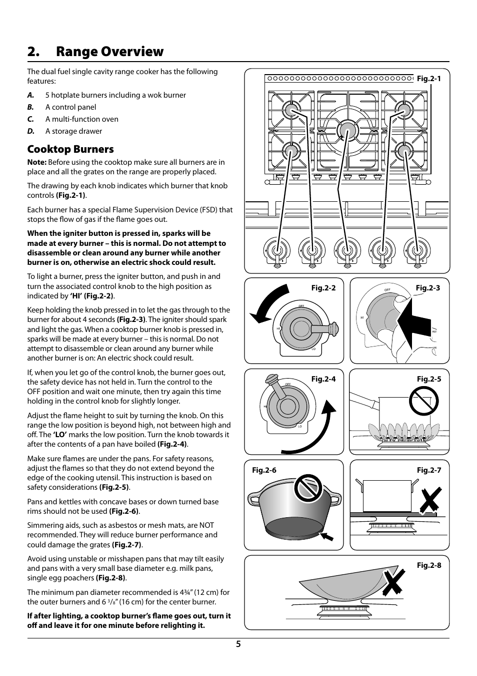 Range overview, Cooktop burners | La Cornue AlberTine 36 User Manual | Page 7 / 44