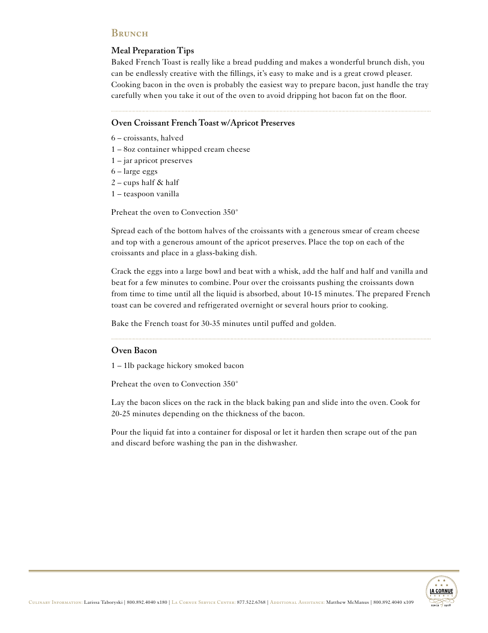 Brunch | La Cornue CornuFé Series - Cooking Tips, Recipes & Cleaning User Manual | Page 27 / 27