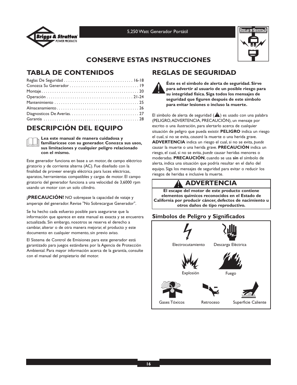 Briggs & Stratton 30204 User Manual | Page 16 / 28