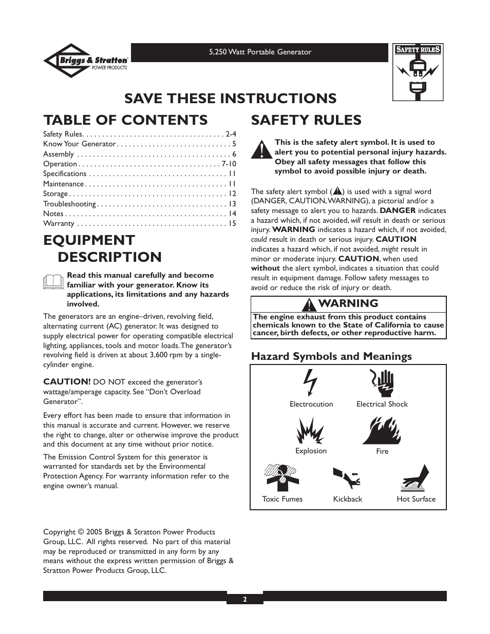 Briggs & Stratton 30204 User Manual | Page 2 / 28