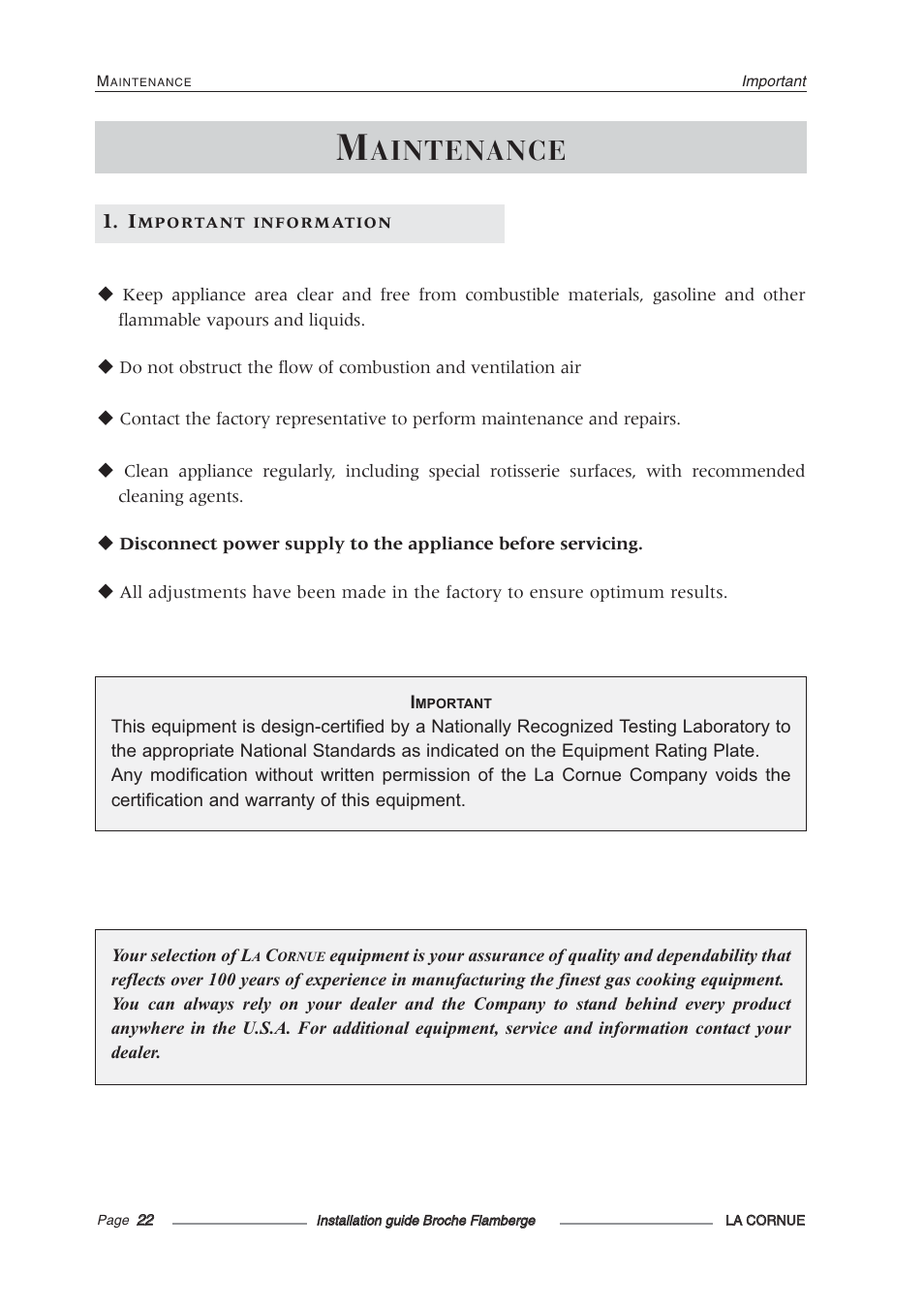 Aintenance | La Cornue Rotisserie Centenaire User Manual | Page 23 / 26