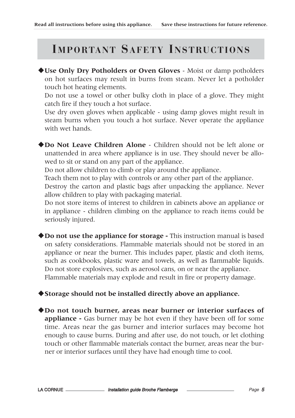 La Cornue Rotisserie Centenaire User Manual | Page 6 / 26