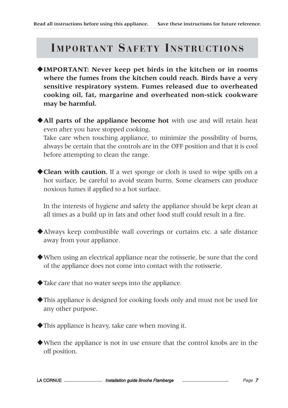 La Cornue Rotisserie Centenaire User Manual | Page 8 / 26