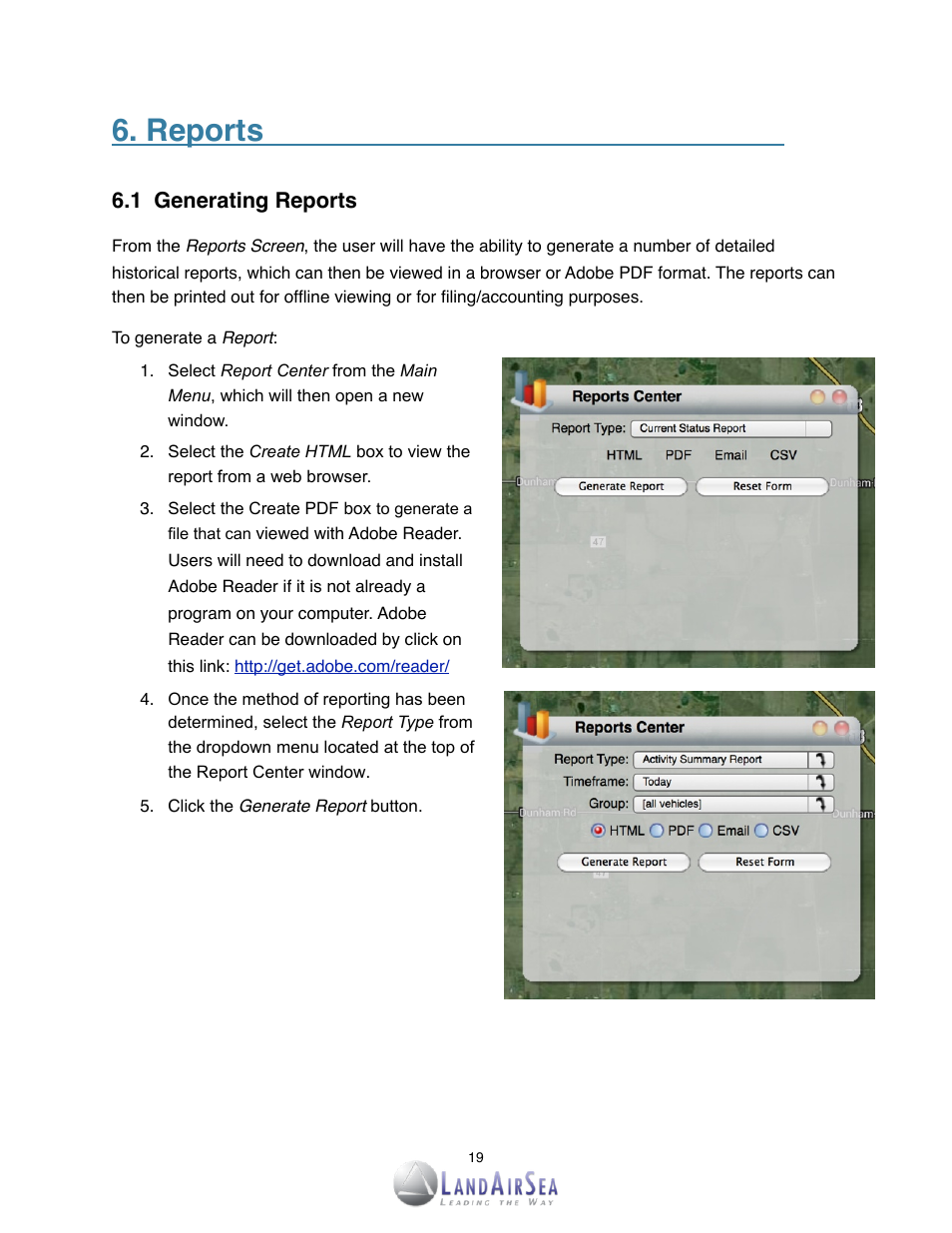 Reports | LandAirSea SilverCloud Overdrive Live GPS Tracker User Manual | Page 19 / 23