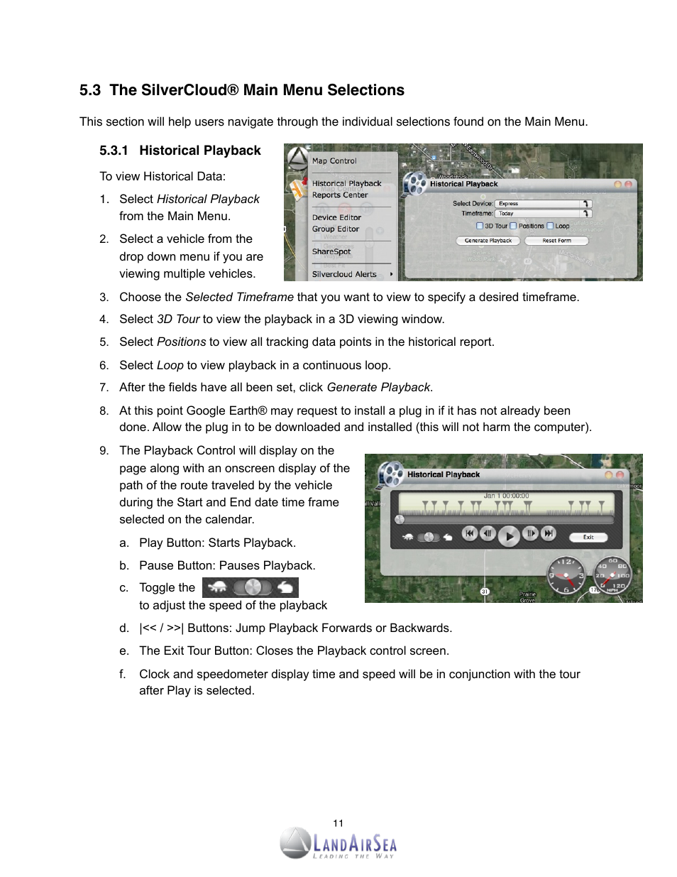 3! the silvercloud® main menu selections | LandAirSea SilverCloud Tag Live GPS Tracker User Manual | Page 11 / 22