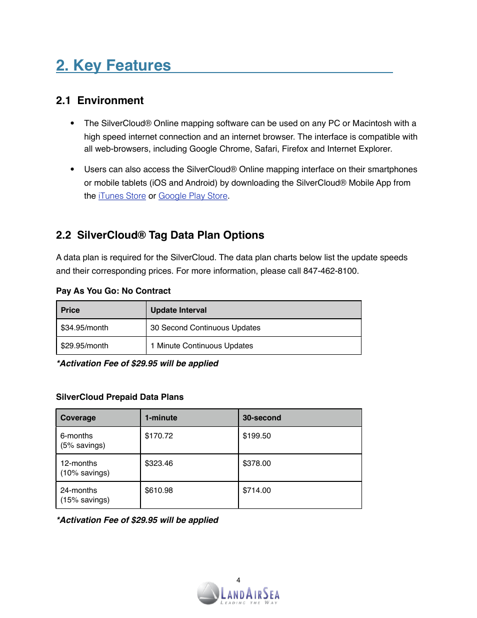 Key features | LandAirSea SilverCloud Tag Live GPS Tracker User Manual | Page 4 / 22