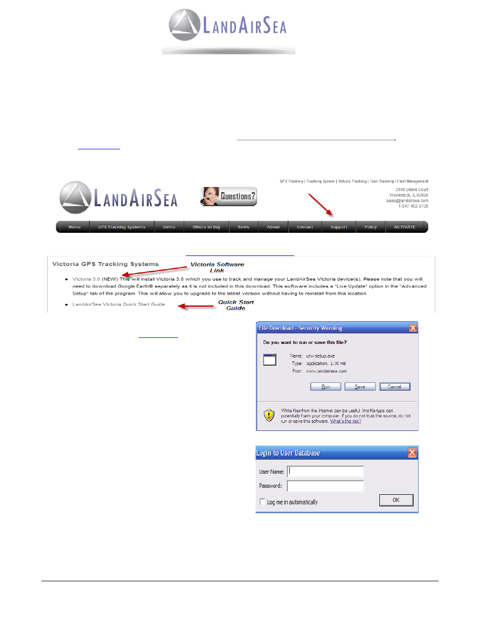 Software installation | LandAirSea Victoria GPS Tracking System User Manual | Page 8 / 17