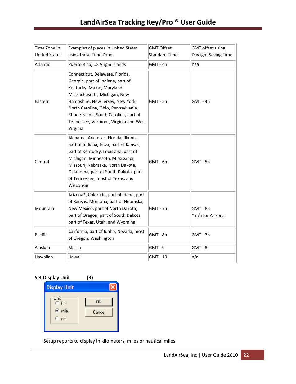 Set display unit (3), Landairsea tracking key/pro ® user guide | LandAirSea GPS Tracking Key Pro User Guide User Manual | Page 22 / 46