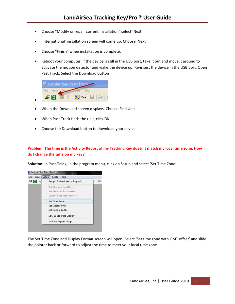 Landairsea tracking key/pro ® user guide | LandAirSea GPS Tracking Key Pro User Guide User Manual | Page 38 / 46