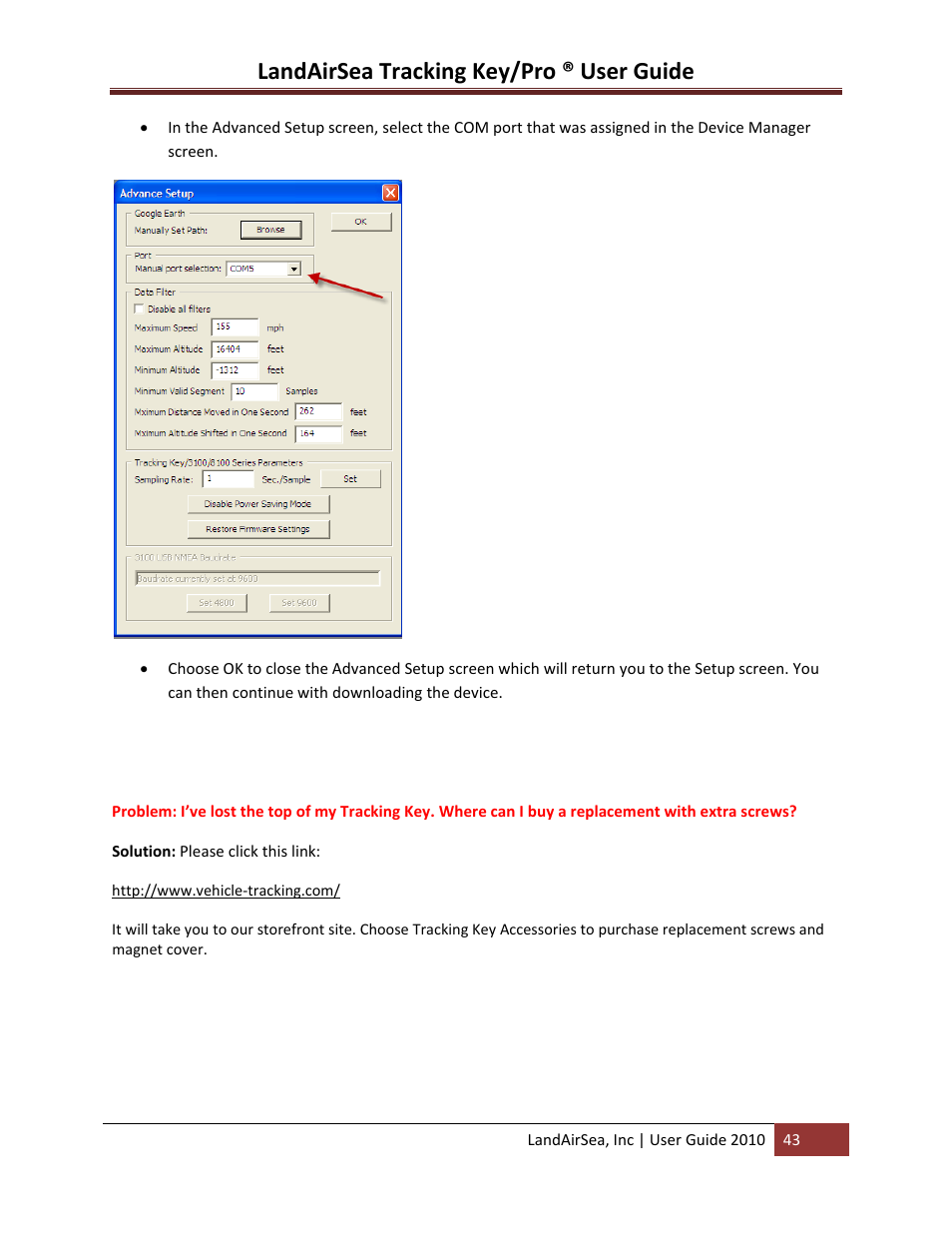 Landairsea tracking key/pro ® user guide | LandAirSea GPS Tracking Key Pro User Guide User Manual | Page 43 / 46