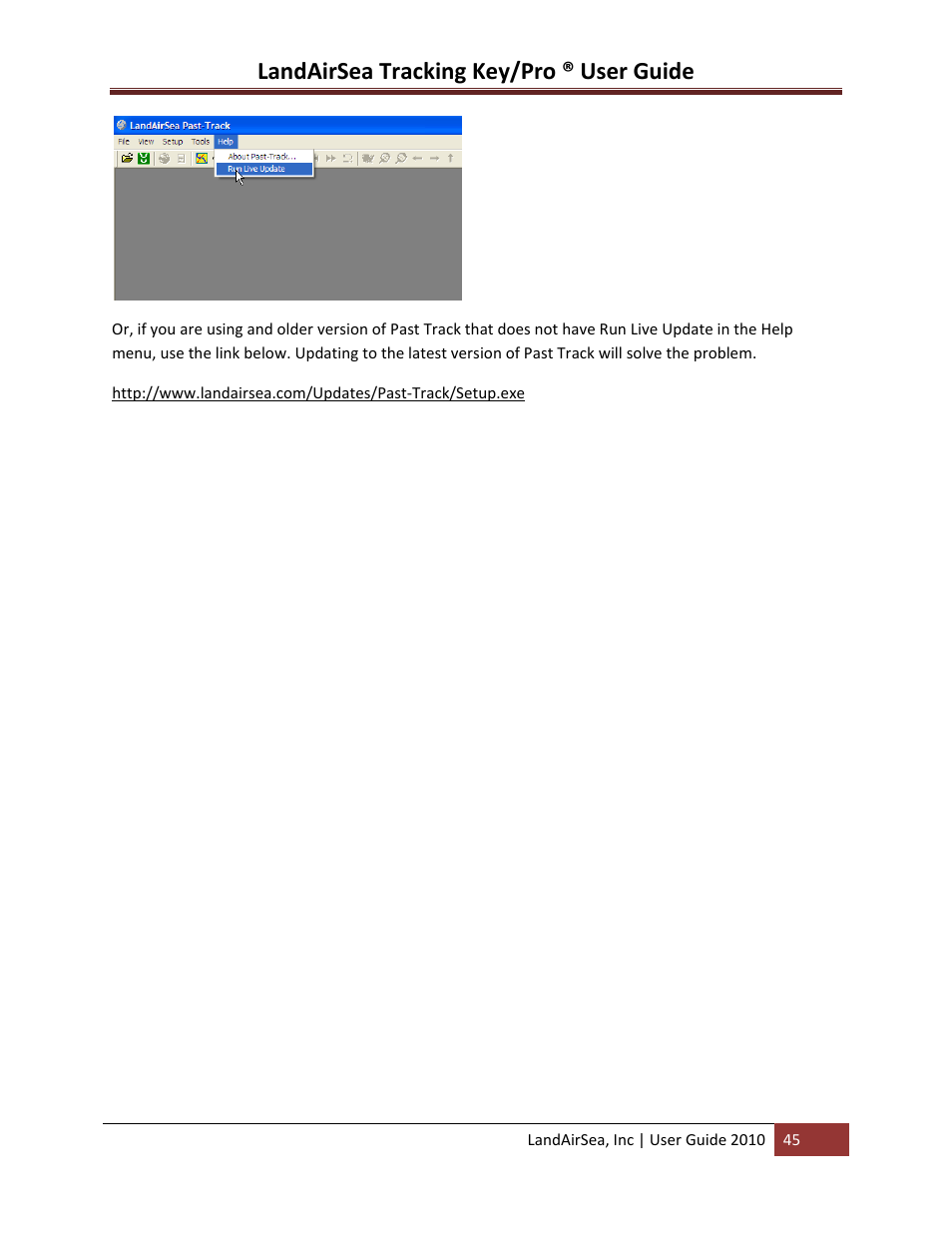 Landairsea tracking key/pro ® user guide | LandAirSea GPS Tracking Key Pro User Guide User Manual | Page 45 / 46