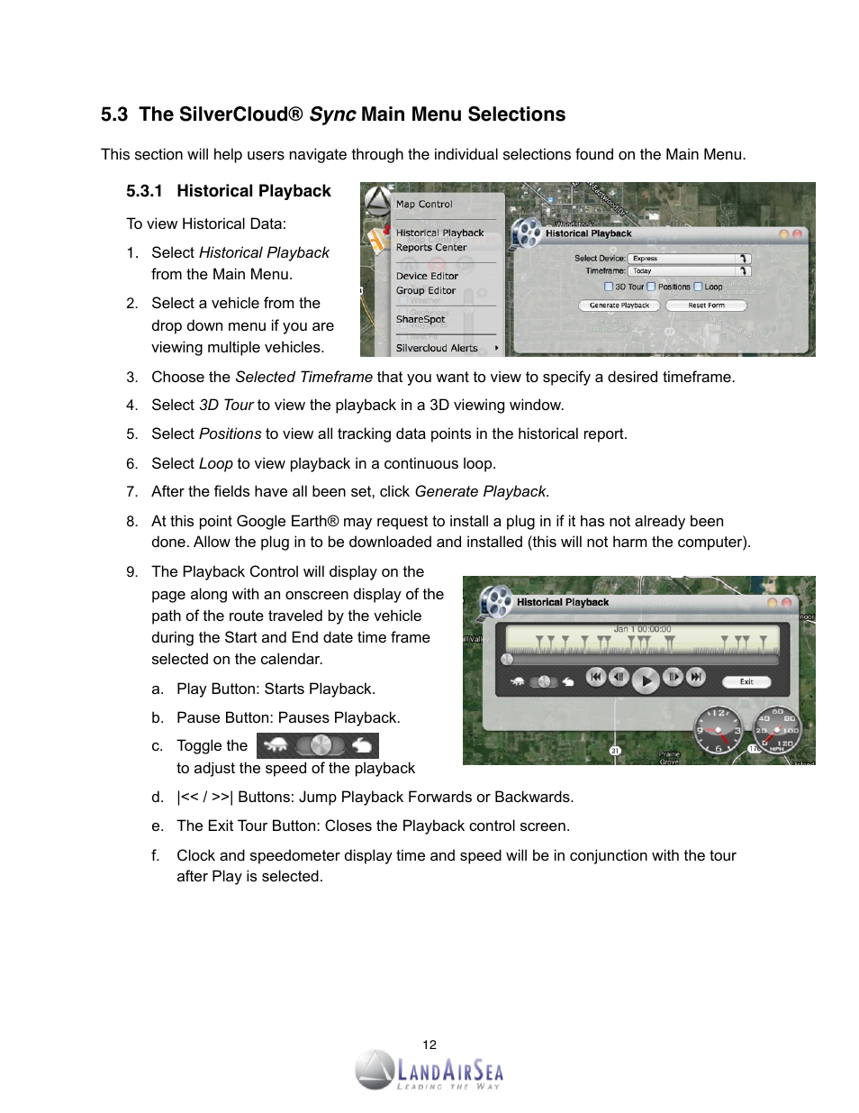3! the silvercloud® sync main menu selections | LandAirSea SilverCloud Sync GPS Tracker User Manual | Page 12 / 23