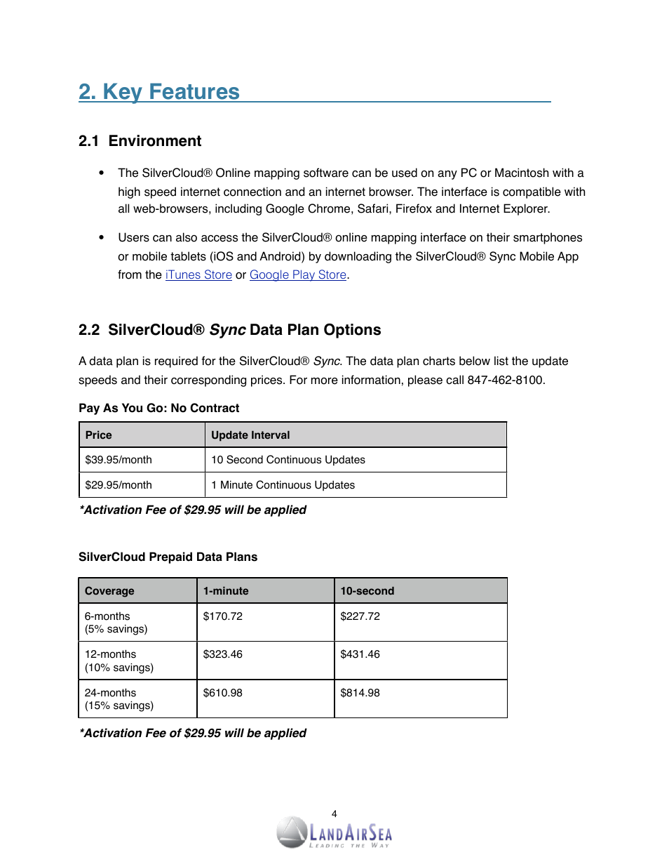 Key features | LandAirSea SilverCloud Sync GPS Tracker User Manual | Page 4 / 23