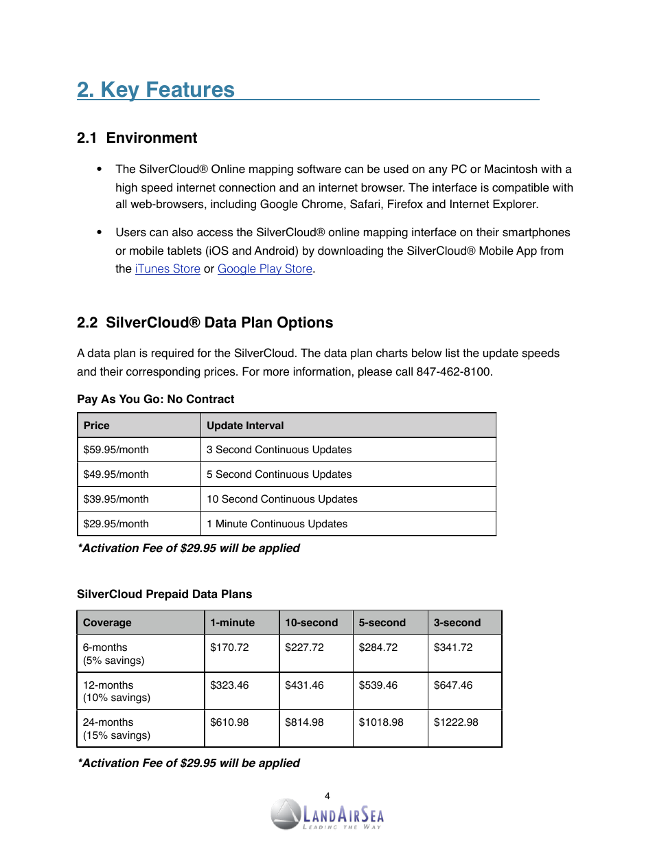 Key features | LandAirSea SilverCloud Rear-Time GPS Tracker User Manual | Page 4 / 23