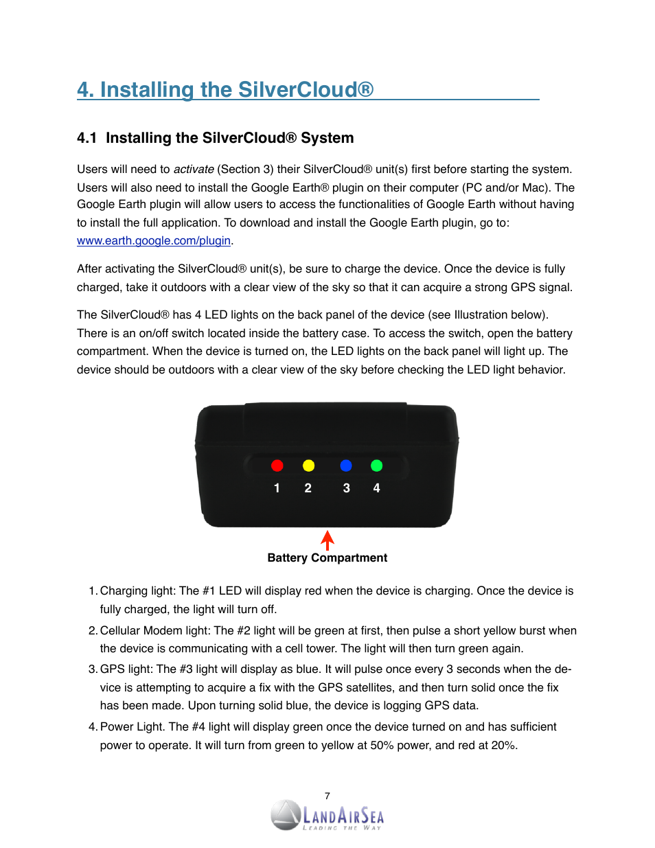 Installing the silvercloud | LandAirSea SilverCloud Rear-Time GPS Tracker User Manual | Page 7 / 23