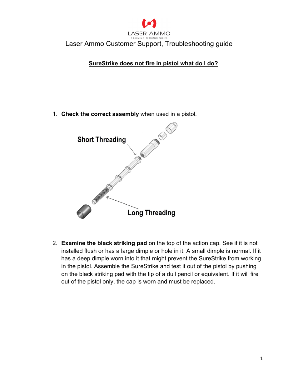 Laser Ammo Troubleshooting User Manual | 3 pages