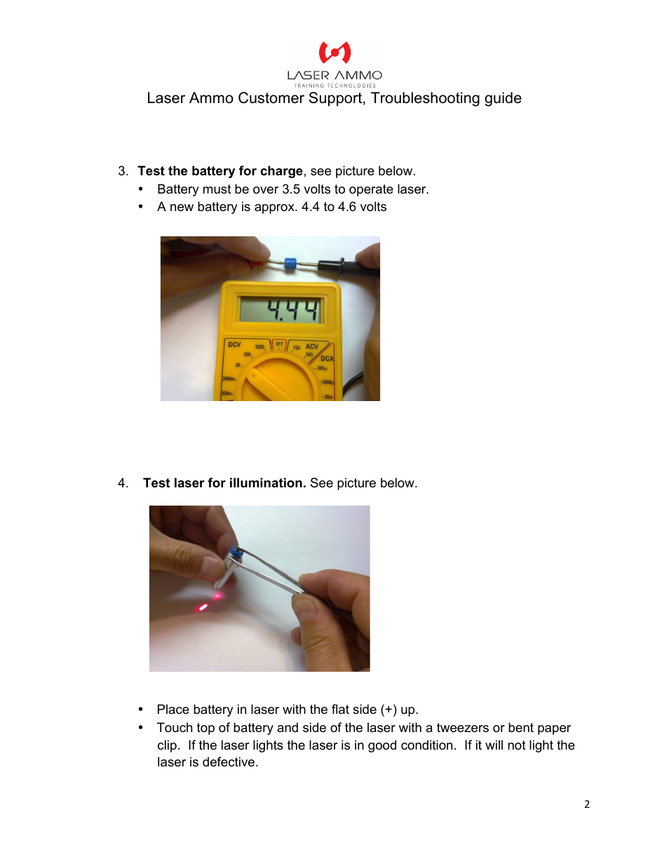 Laser Ammo Troubleshooting User Manual | Page 2 / 3