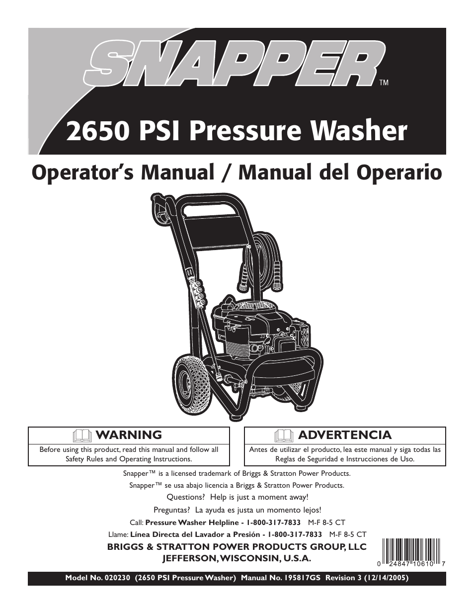 Briggs & Stratton 2650 PSI User Manual | 36 pages