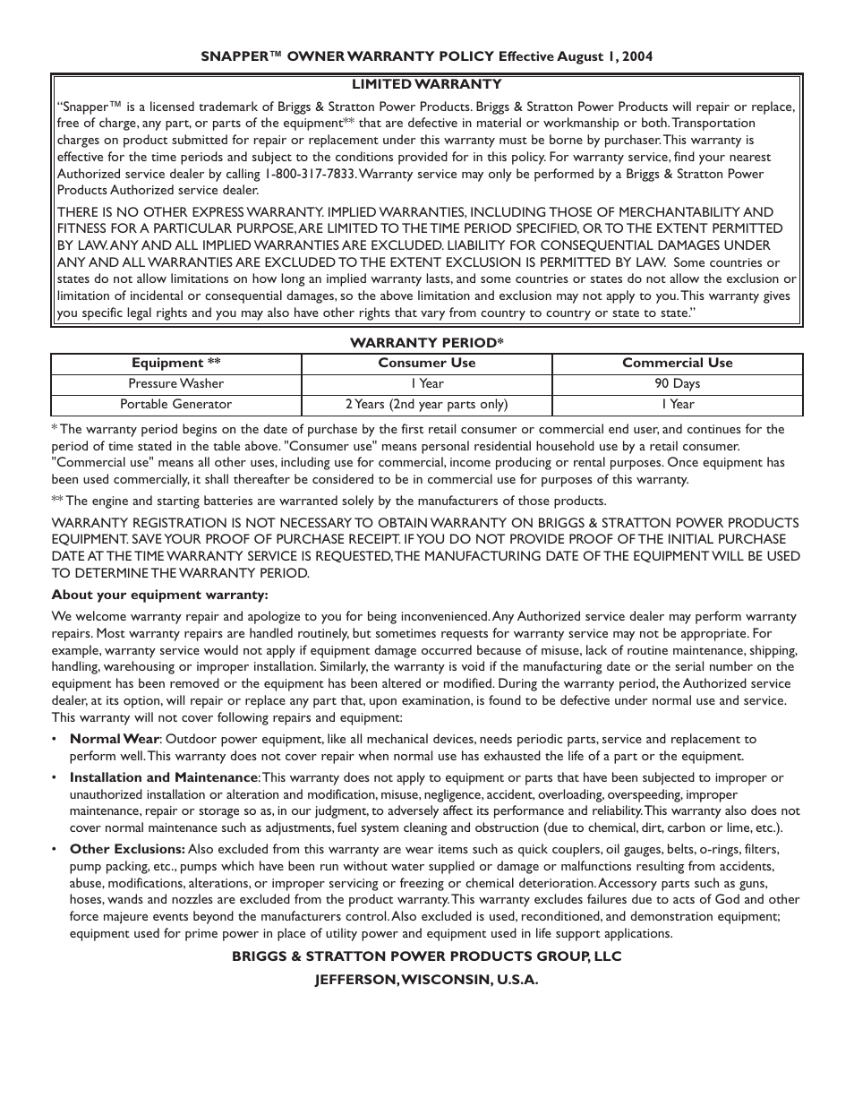 Briggs & Stratton 2650 PSI User Manual | Page 19 / 36