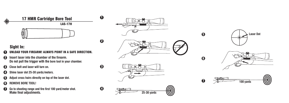 17 hmr cartridge bore tool, Sight in | LaserLyte LAS-17H - Large Rez Size User Manual | Page 2 / 2