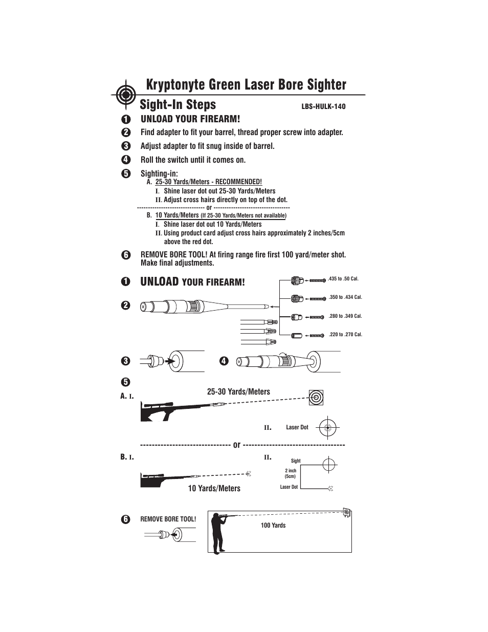 LaserLyte LBS-HULK-140 - Large Rez Size User Manual | 2 pages