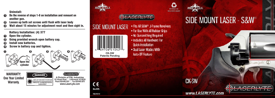 LaserLyte CK-SW - Low Rez Size User Manual | 4 pages