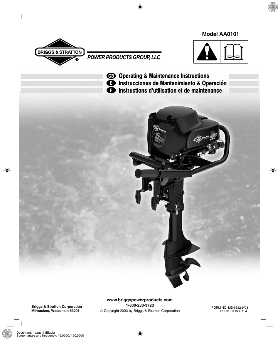 Briggs & Stratton AA0101 User Manual | 28 pages