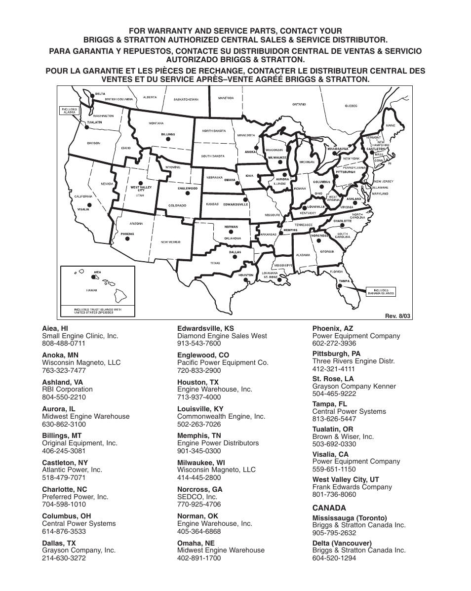 Briggs & Stratton AA0101 User Manual | Page 28 / 28