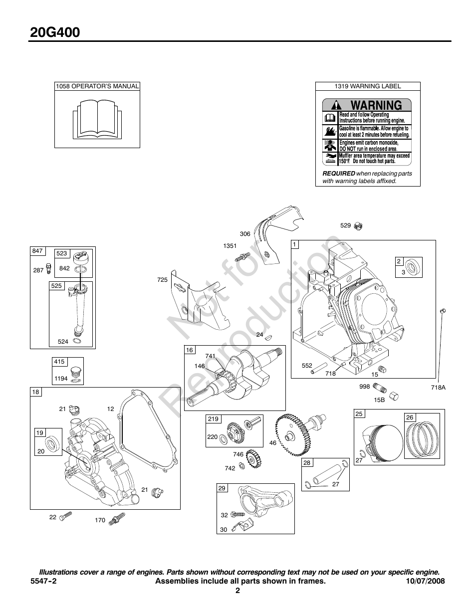 Not for reproduction | Briggs & Stratton MS-5547 User Manual | Page 2 / 12