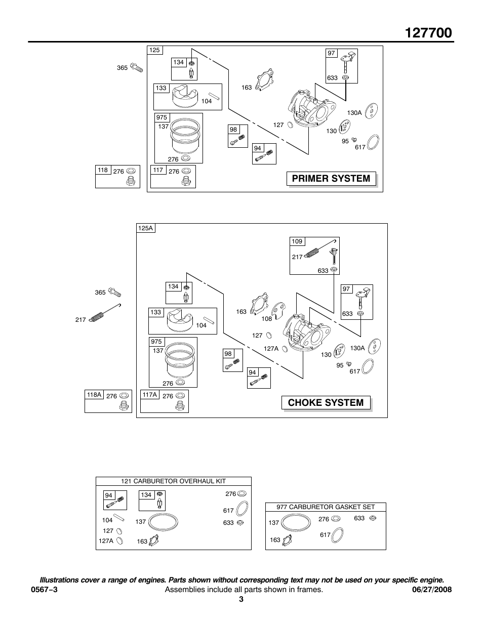 Choke system primer system | Briggs & Stratton 127700 User Manual | Page 3 / 15