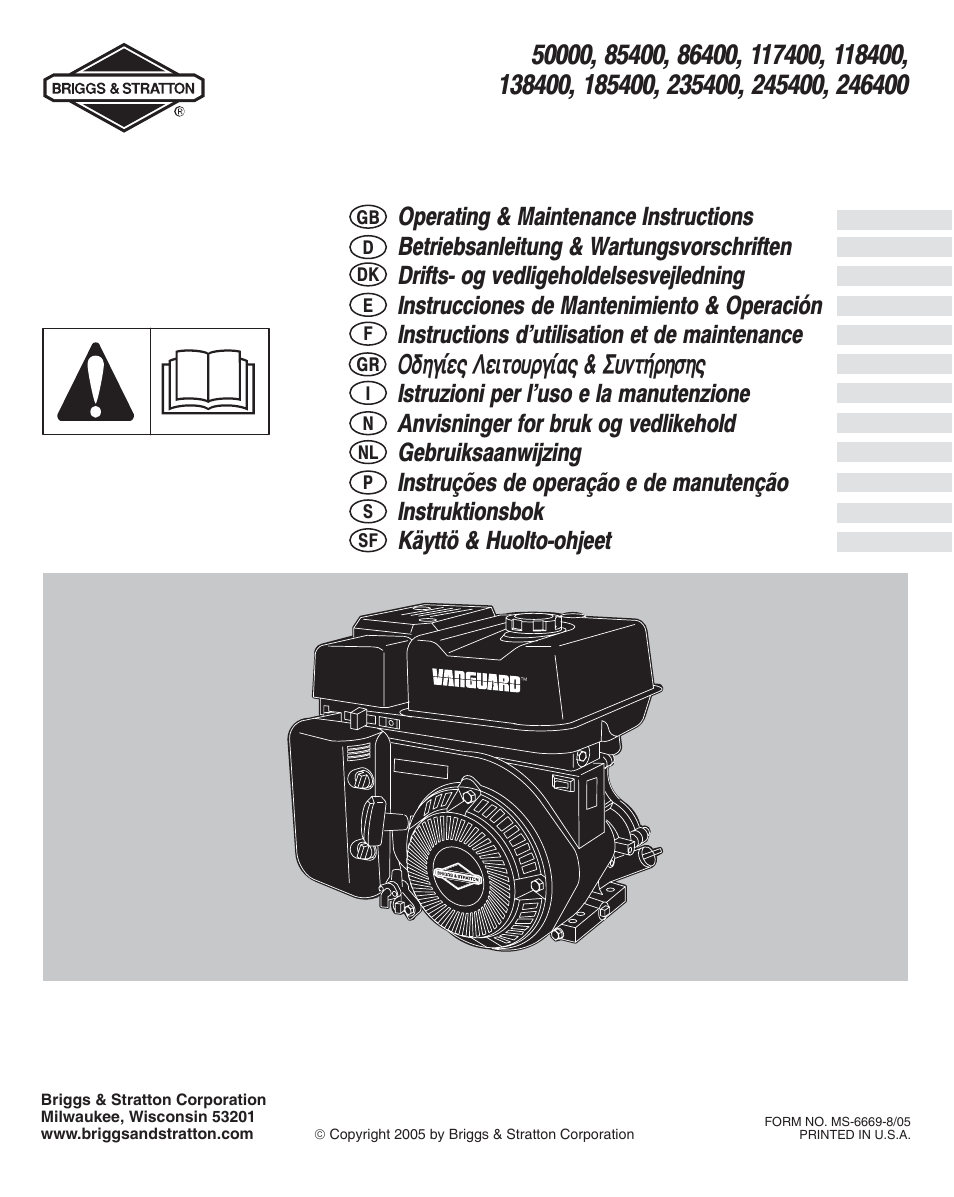 Briggs & Stratton 118400 User Manual | 10 pages