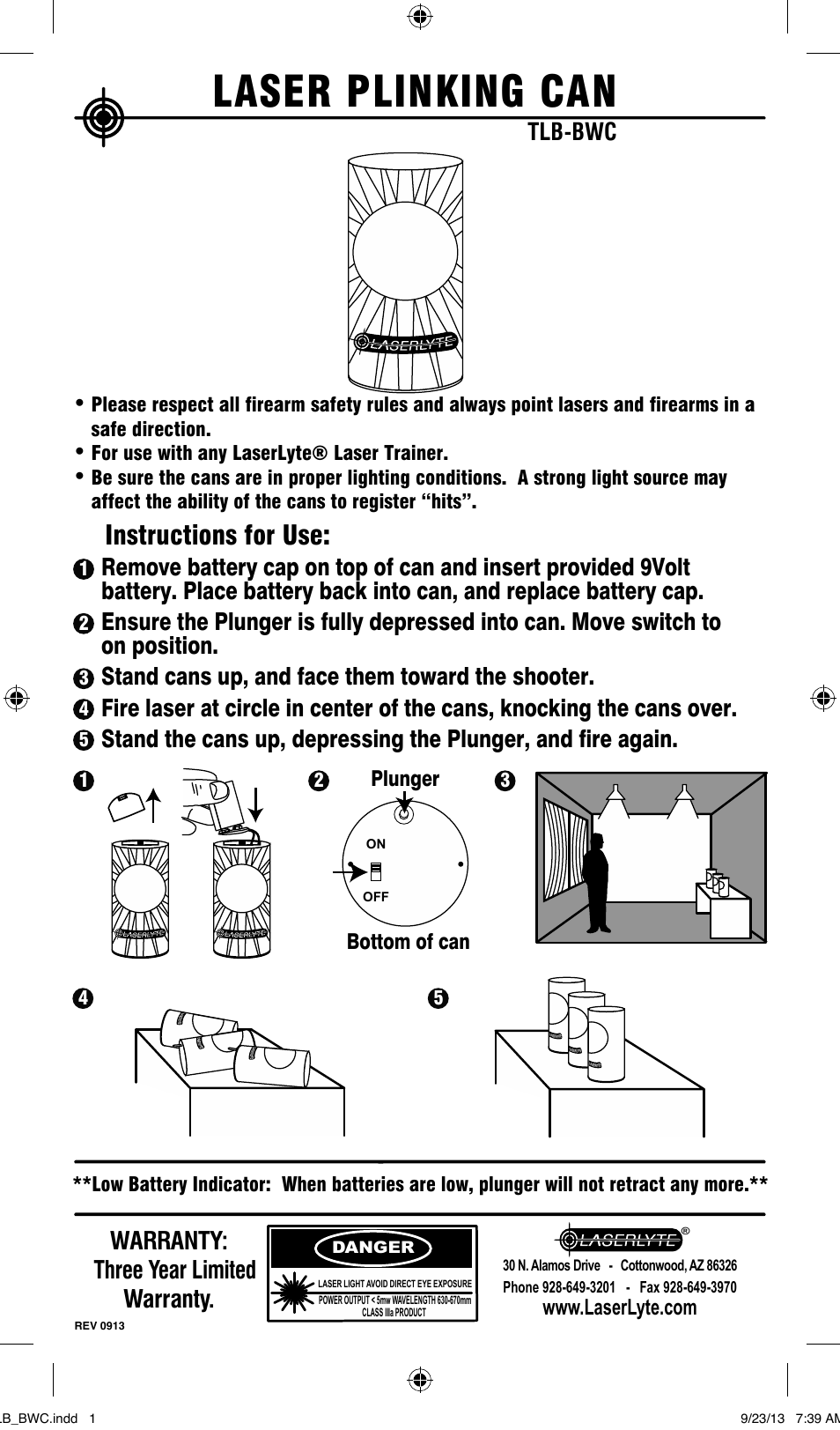 LaserLyte TLB-BWC - Low Rez Size User Manual | 1 page