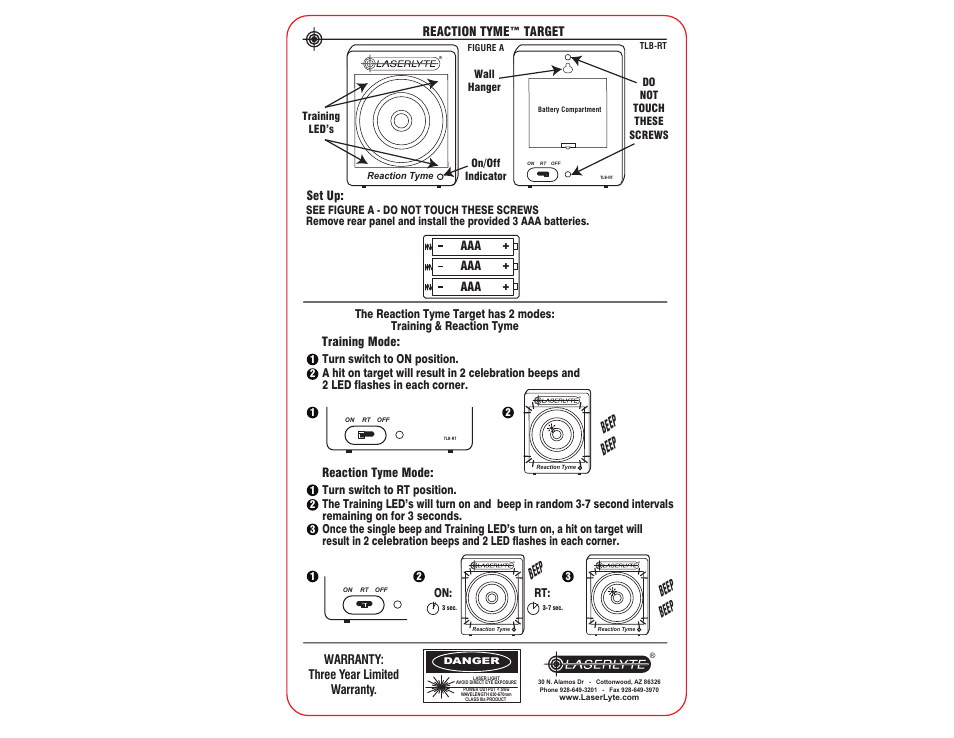 LaserLyte TLB-RT - Low Rez Size User Manual | 1 page